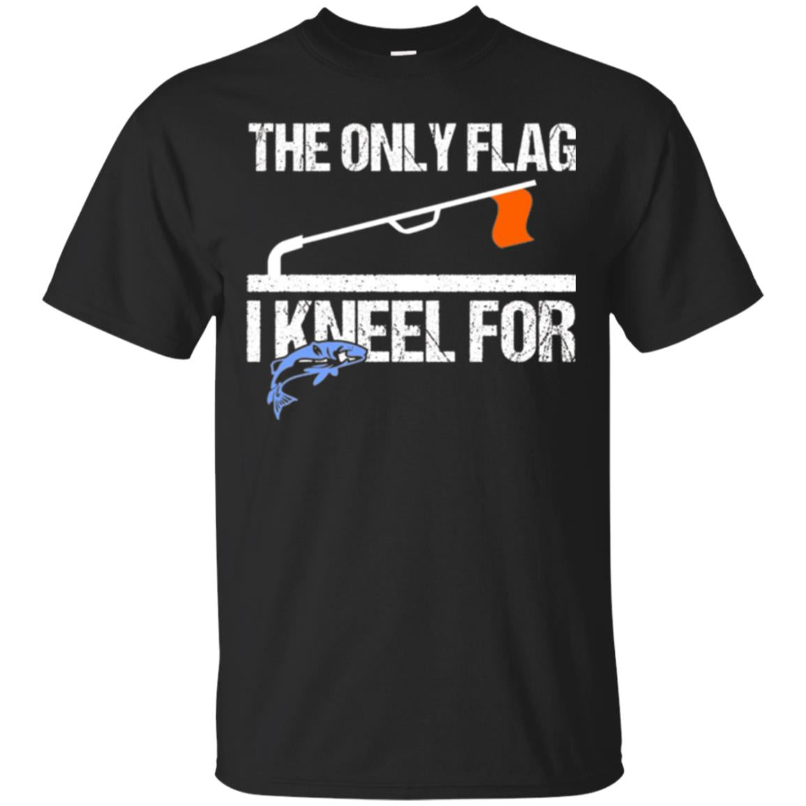Fishing Lovers T-shirt The Only Flag I Kneel For Black