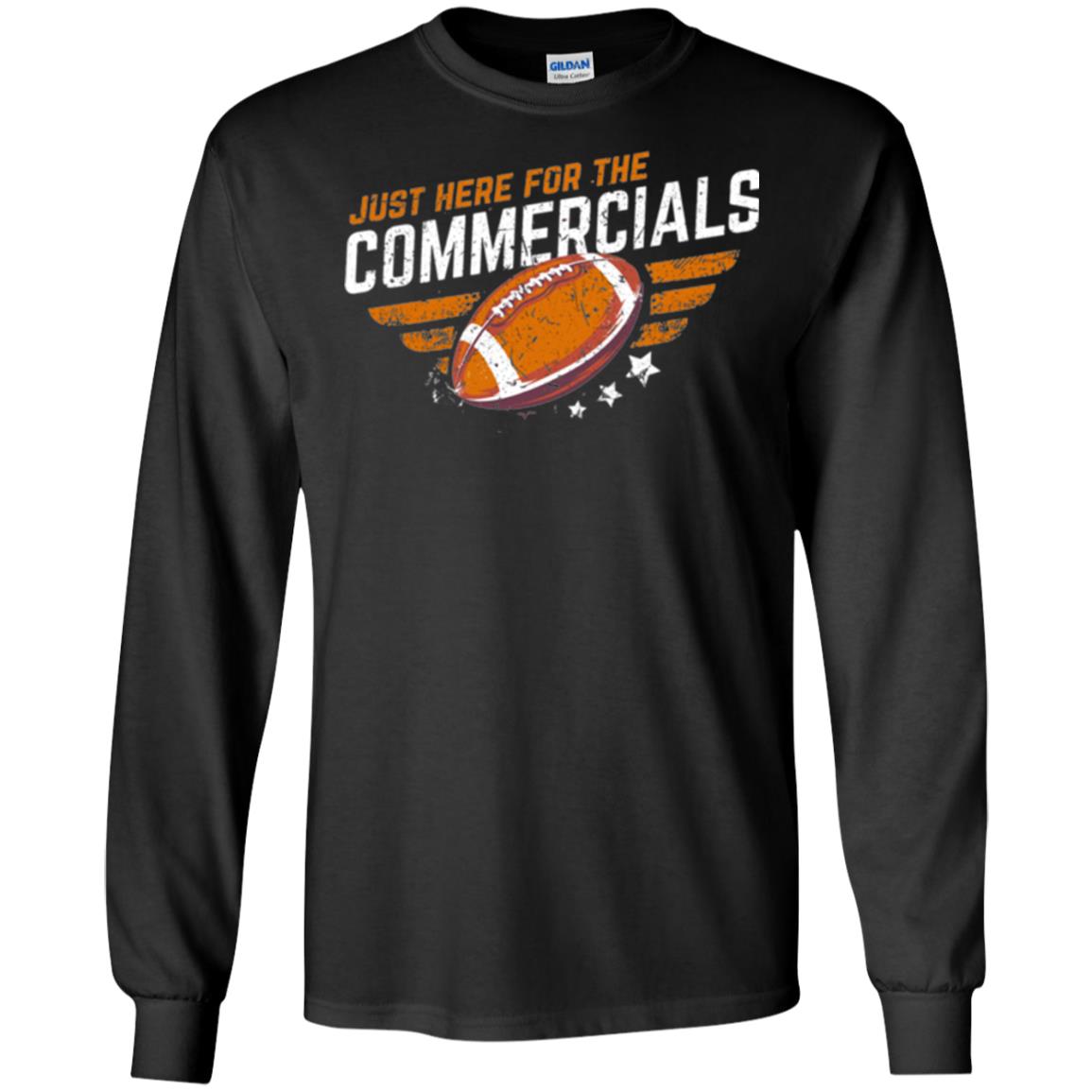 Football Lover T-shirt Just Here For The Commercials Black