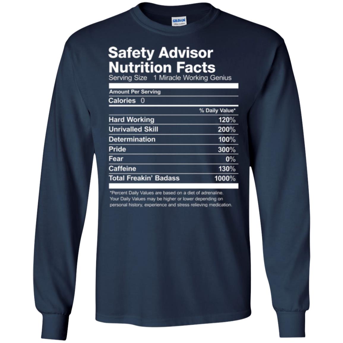 Safety Advisor Nutrition Facts Funny T-shirt Navy