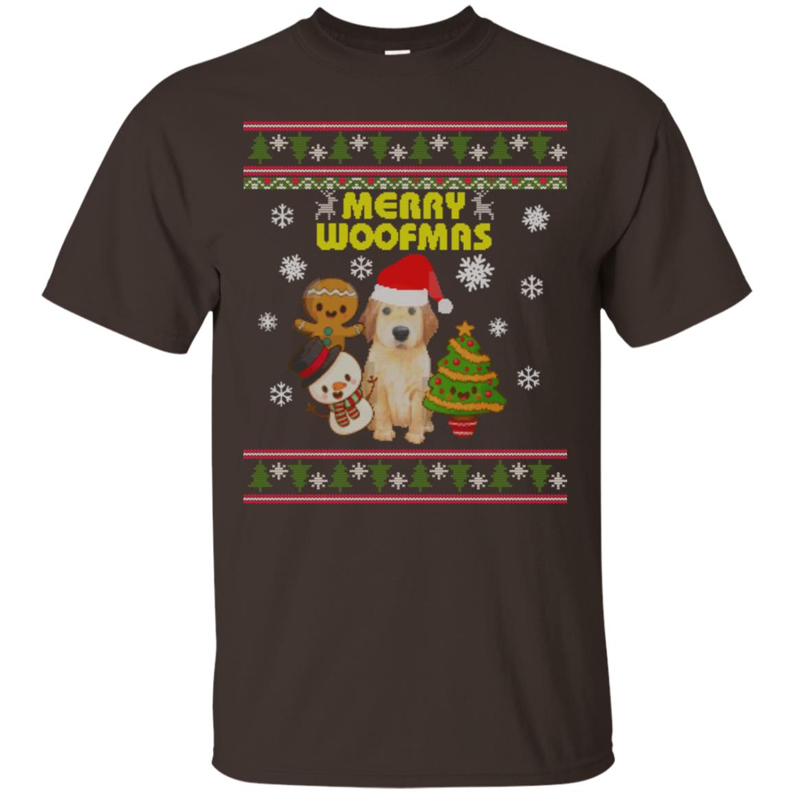 Merry Woofmas Dogs Lovers X-mas 2018 Gift Shirt Dark Chocolate