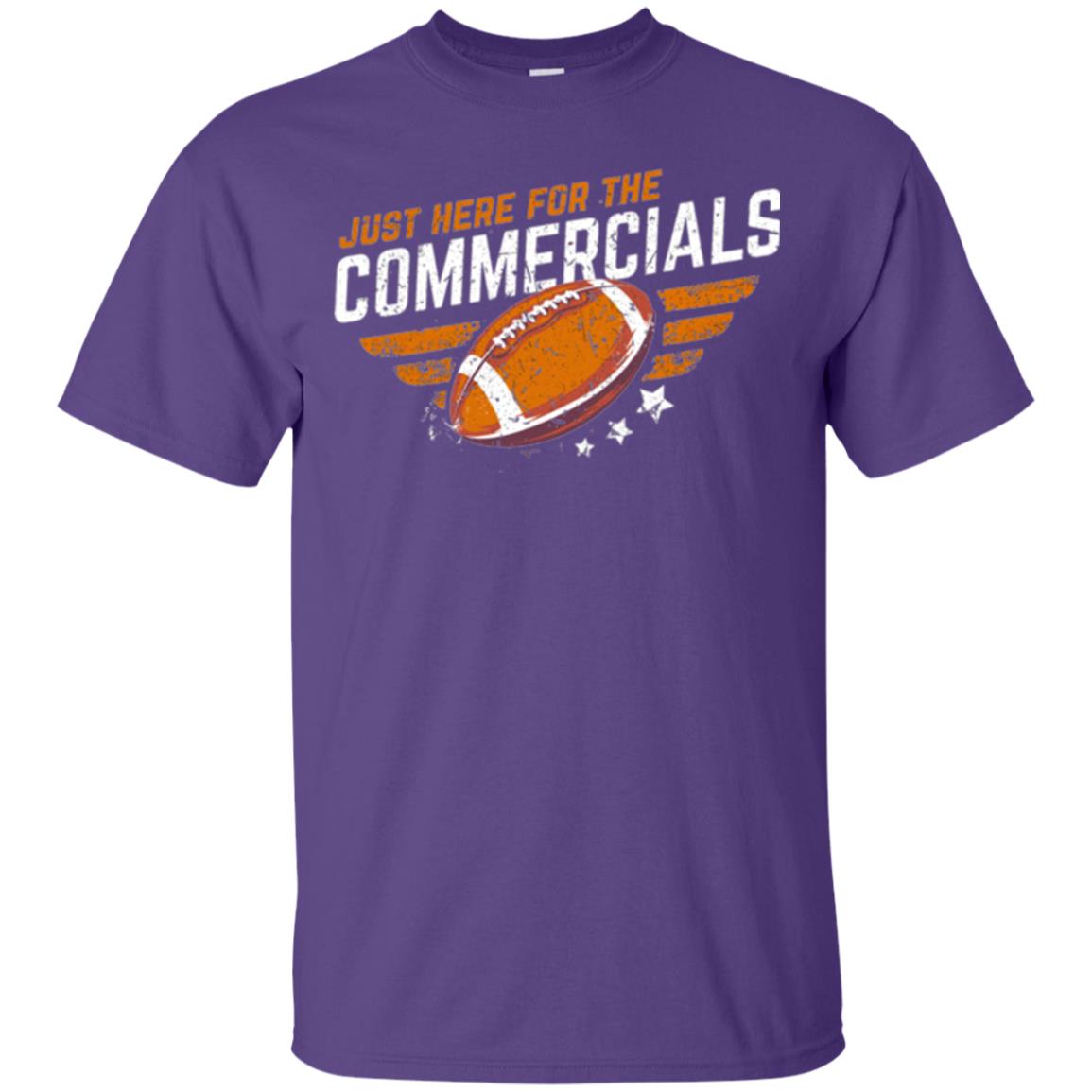Football Lover T-shirt Just Here For The Commercials Purple