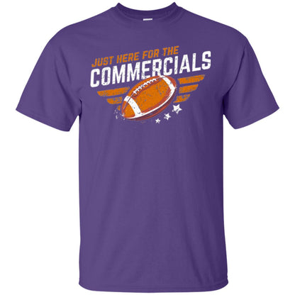 Football Lover T-shirt Just Here For The Commercials Purple