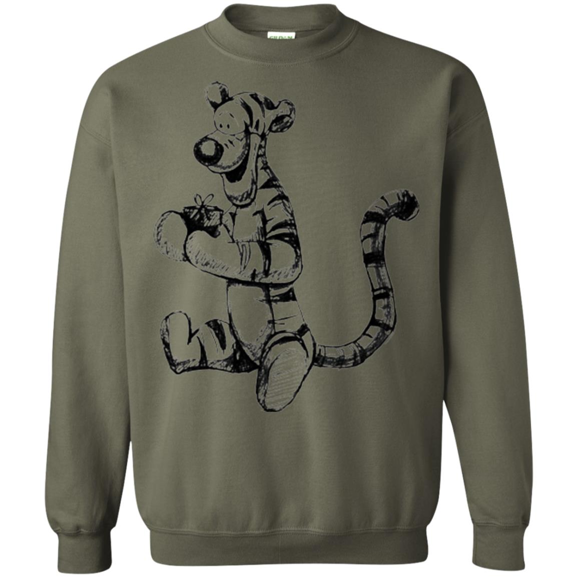 Movie T-shirt Tigger Sketch Military Green