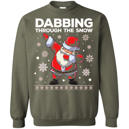 Christmas T-shirt Dabbing Through The Snow T-shirt Military Green
