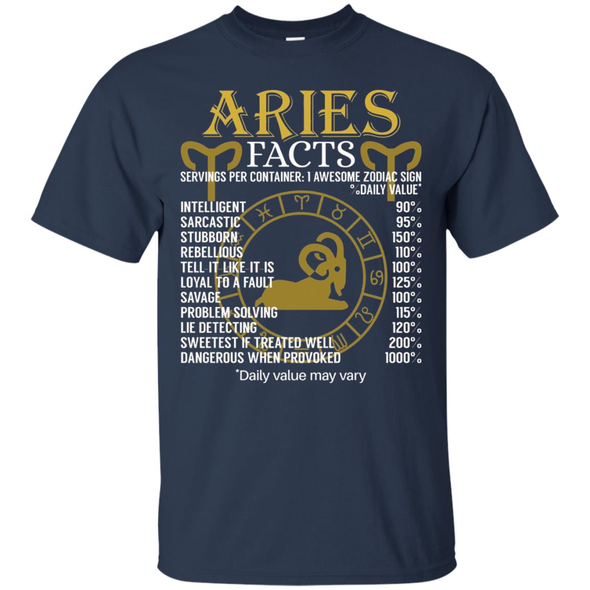Aries Facts Zodiac Sign T-shirt Navy