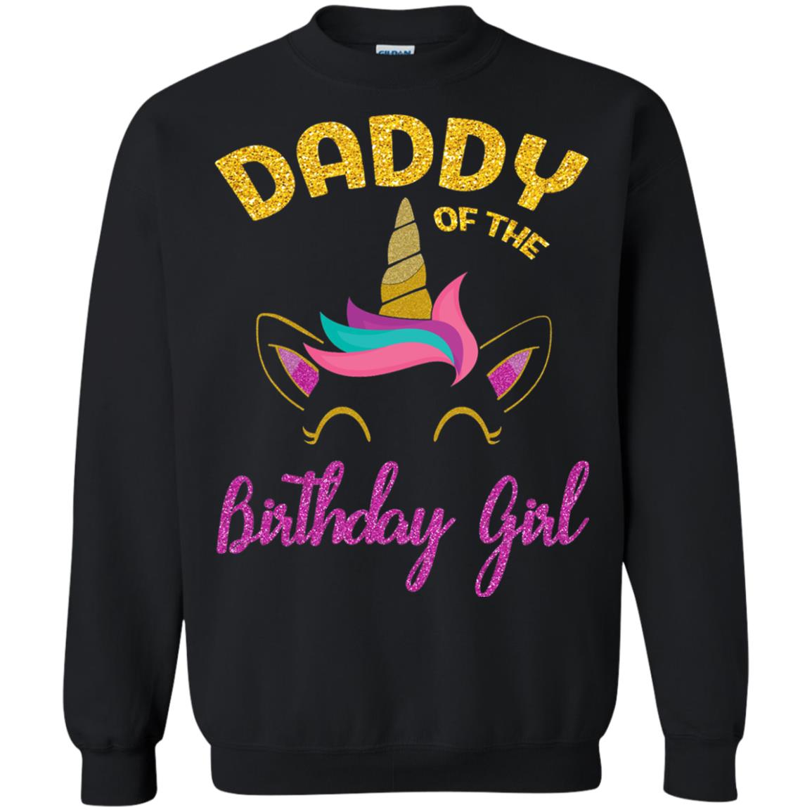 Daddy Mommy Of The Unicorn Birthday Girl T-shirt Black