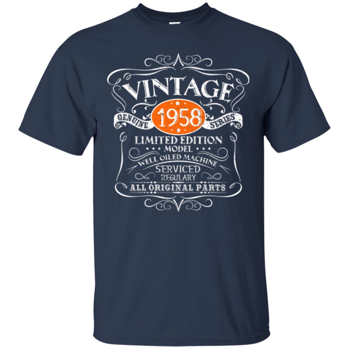 Vintage 60th Birthday T-shirt 1958 All Original Parts Navy