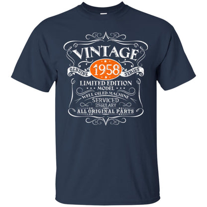 Vintage 60th Birthday T-shirt 1958 All Original Parts Navy
