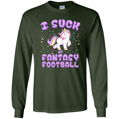 Unicorn Lovers T-shirt I Suck At Fantasy Football Forest Green