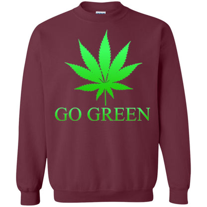 Go Green Weed T Shirt Marijuana Leaf Maroon