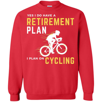 Funny Bicycle Cycling T-shirt Retirement Plan I Plan On Cycling Red