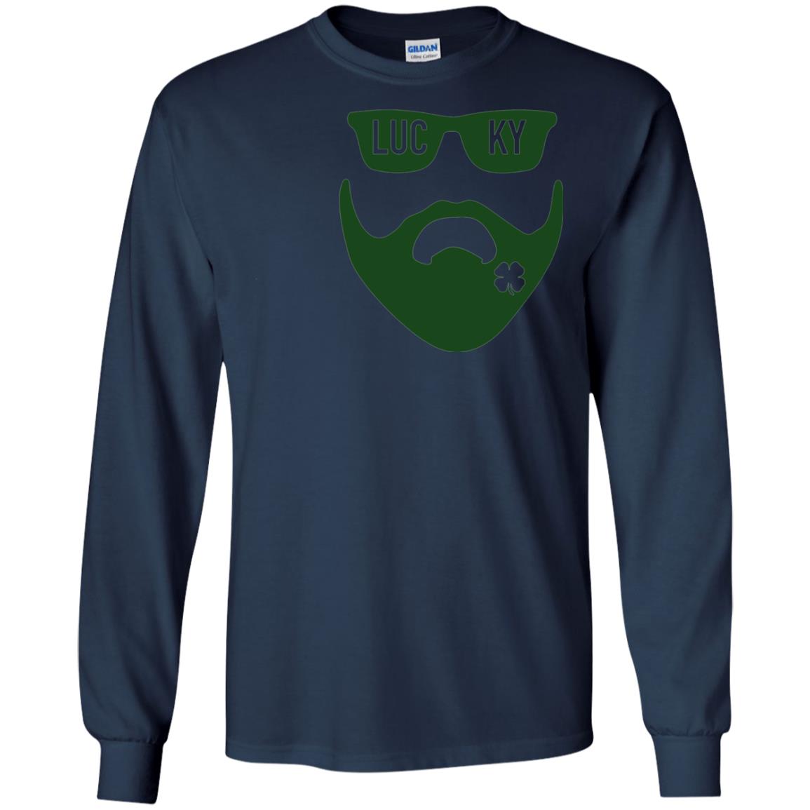 Green Bearded Clover Lucky Charm St. Patrick_s Day T-shirt Navy