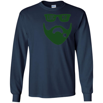 Green Bearded Clover Lucky Charm St. Patrick_s Day T-shirt Navy