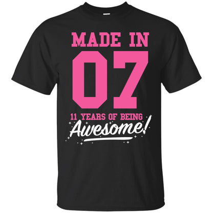 Made In 07 11 Years Of Being Awesome 11th Birthday T-shirt Black