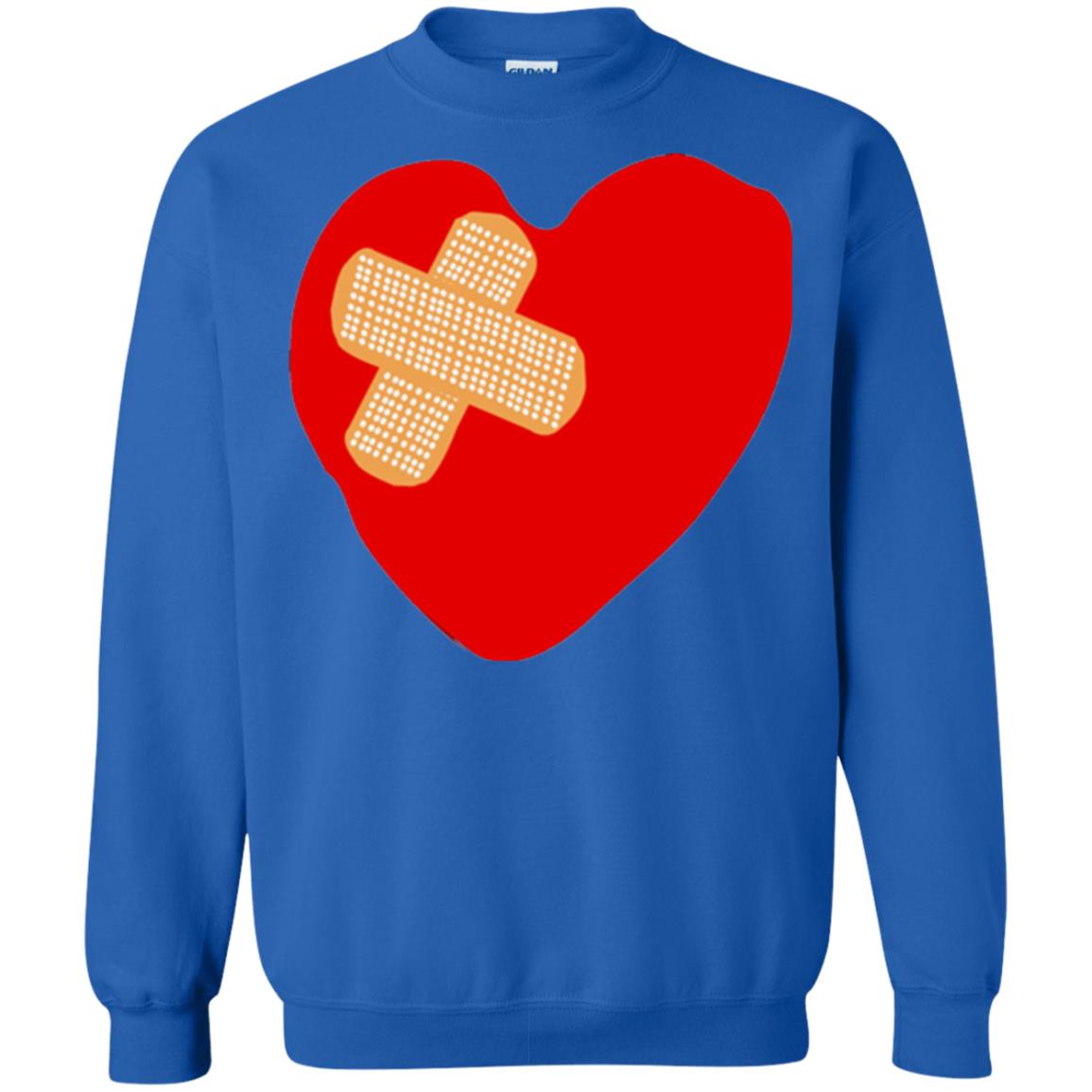 Funny Patched Up Heart Graphic T-shirt Royal