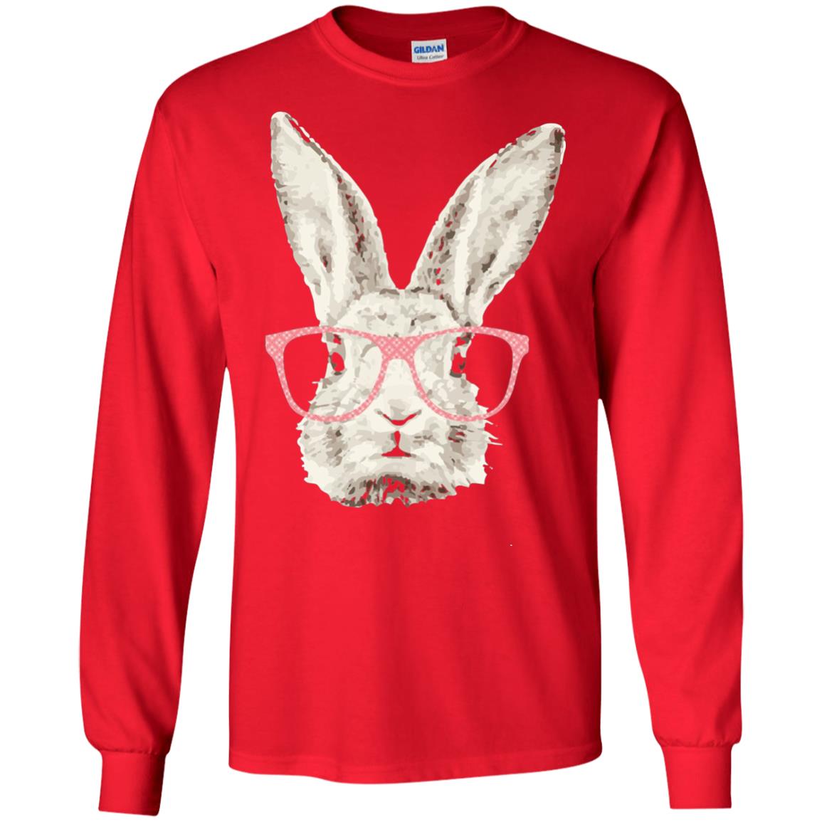 Easter Bunny Rabbit Pink Glasses Funny Hipster Shirt Red