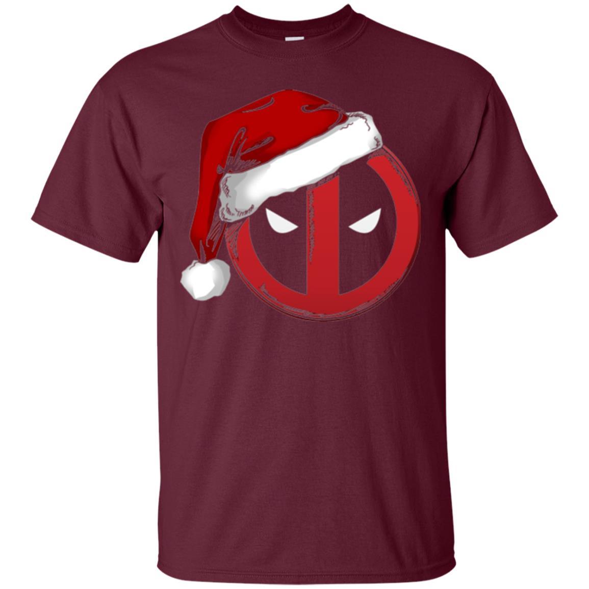 Christmas T-shirt Marvel Deadpool Icon Santa Hat Christmas Graphic Maroon