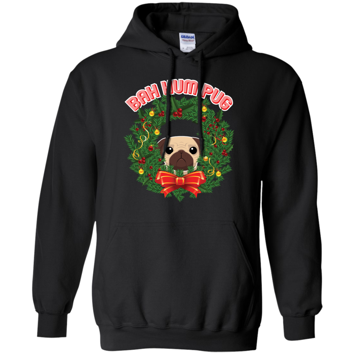 Christmas T-Shirt Bah Hum Pug Black