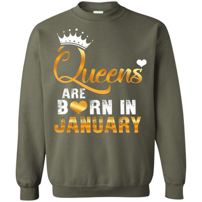 Birthday T-shirt Queens Are Born Iin January Military Green