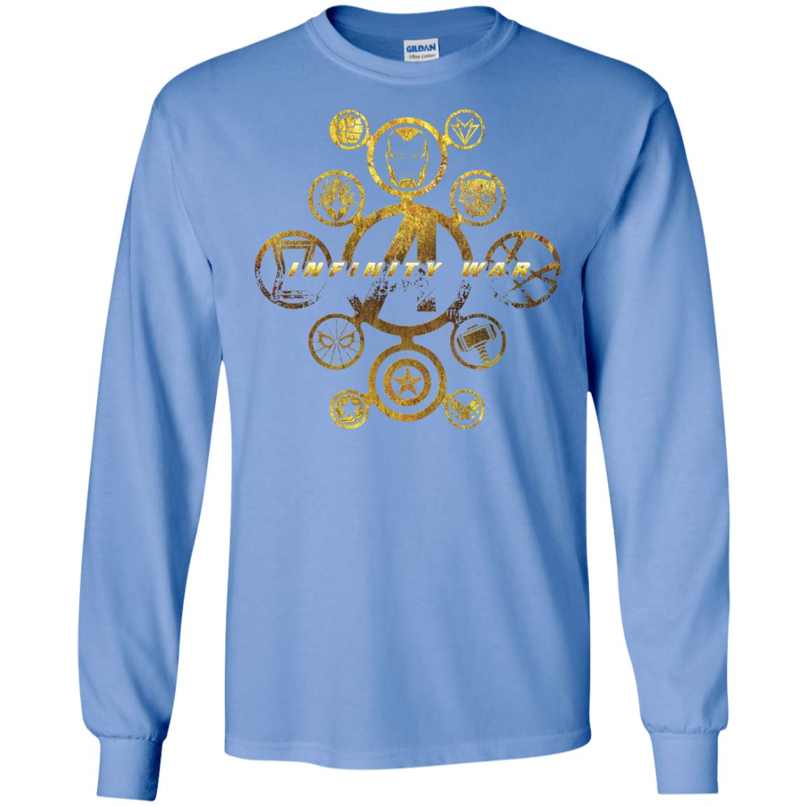 Infinity War Gold Hero Movie T-shirt Carolina Blue