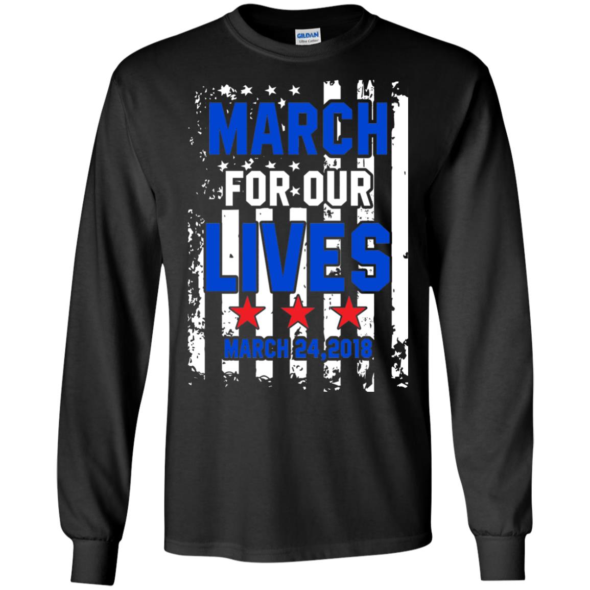 March For Our Lives With American Flag Gun Control T-shirt Black