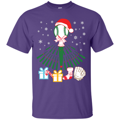 Baseball Christmas T-Shirt Purple