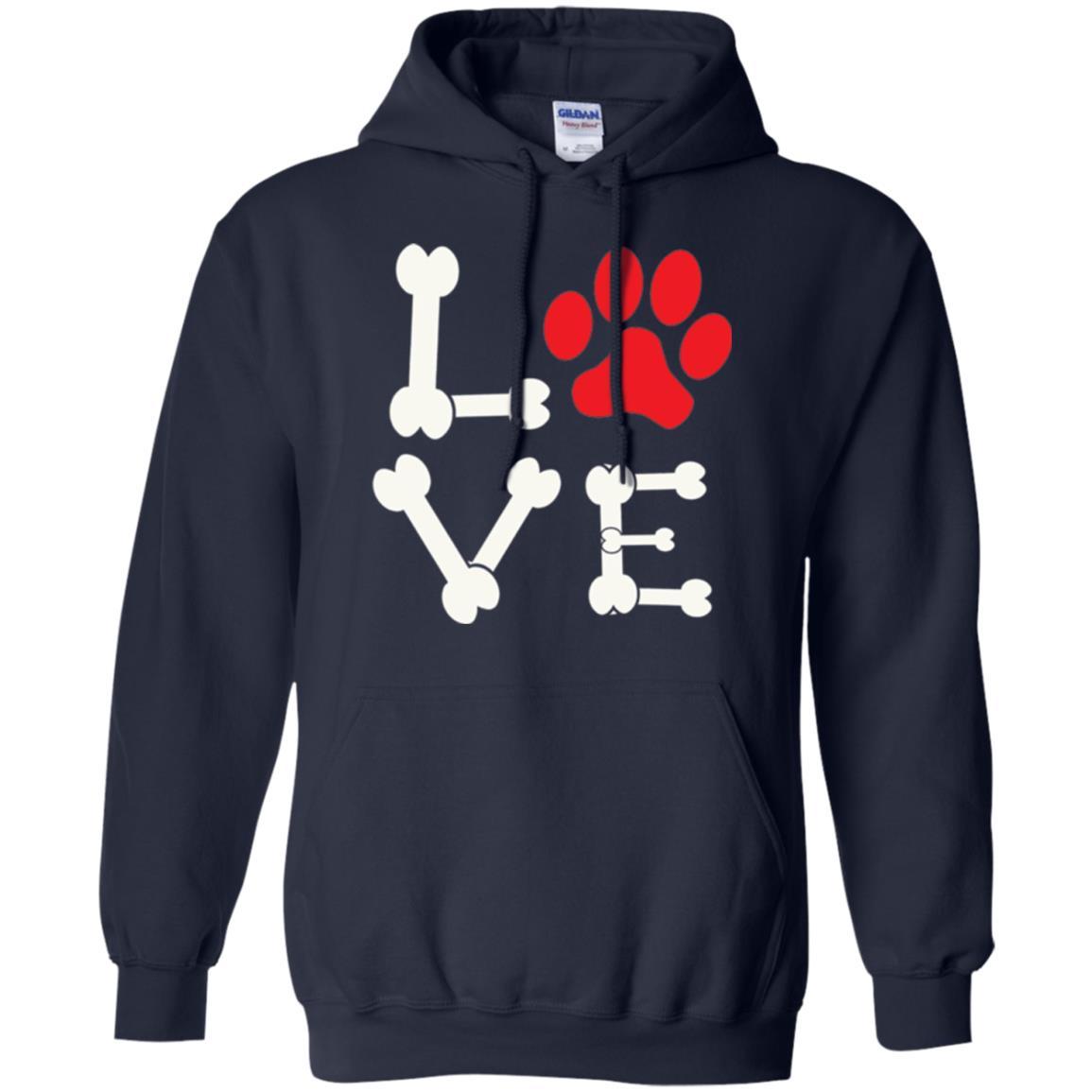 Dog Lover T-shirt Love My Dog Red Pawprint Navy