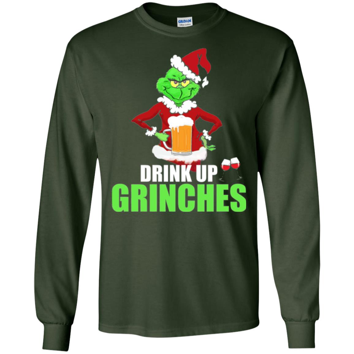 Christmas T-shirt Drink Up Grinches Forest Green