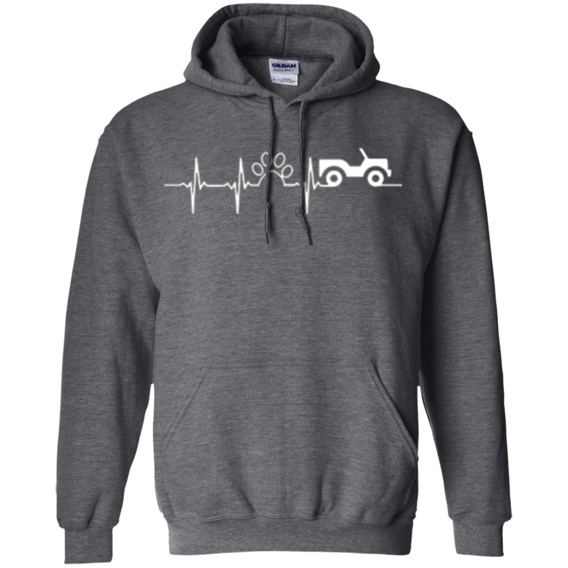 Cat Lovers T-shirt Jeep And Paw Heartbeat Dark Heather