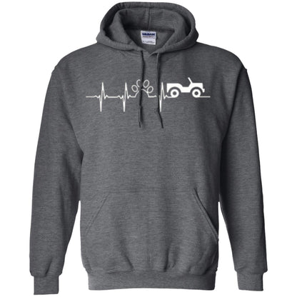 Cat Lovers T-shirt Jeep And Paw Heartbeat Dark Heather