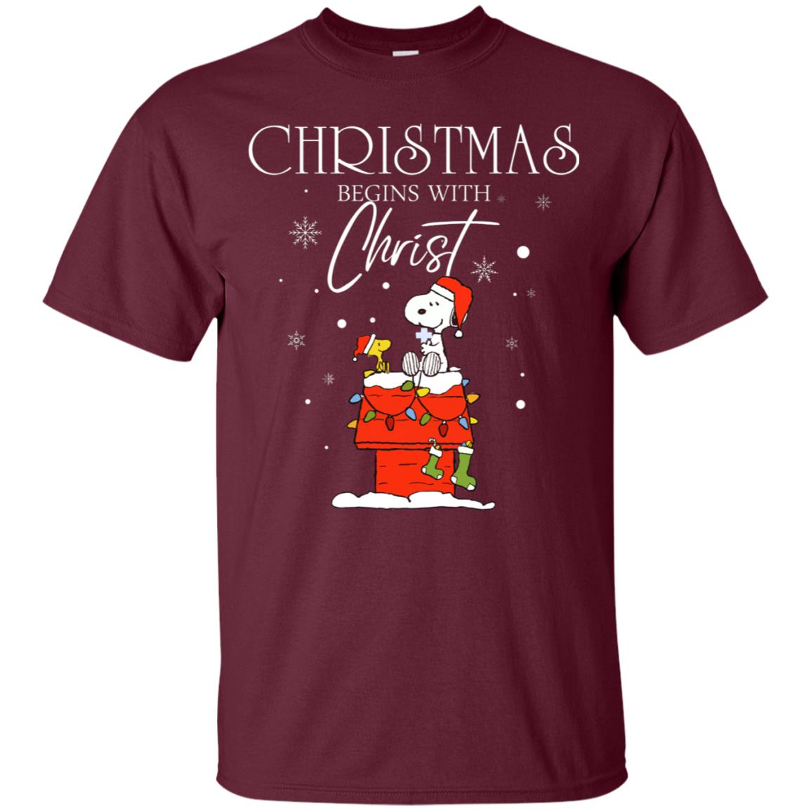 Christmas Begins With Christ Shirt Maroon