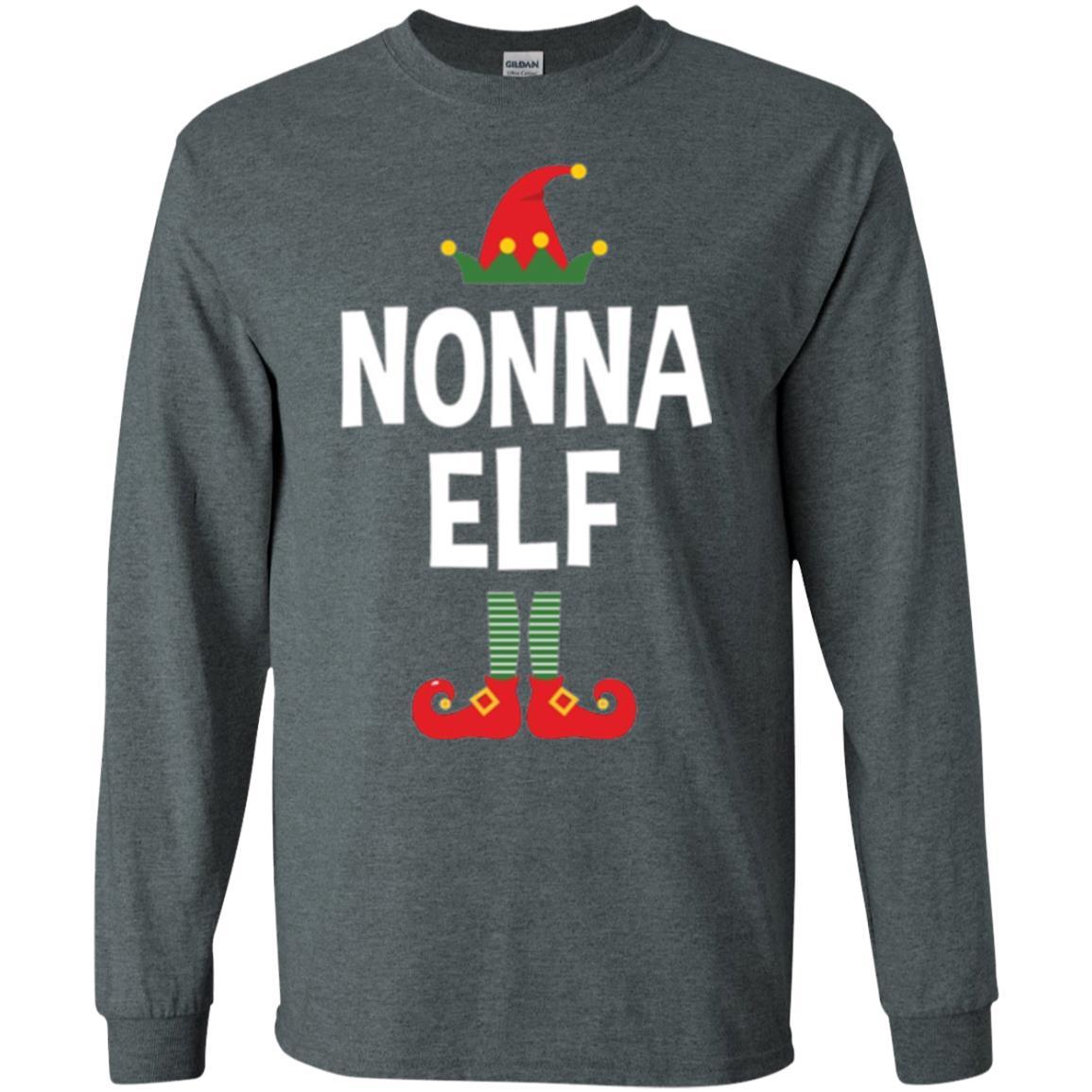 Christmas T-shirt Nonna Elf Christmas Pajamas Dark Heather