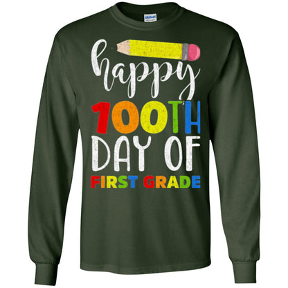 Children T-shirt Happy 100th Day Of First Grade Forest Green