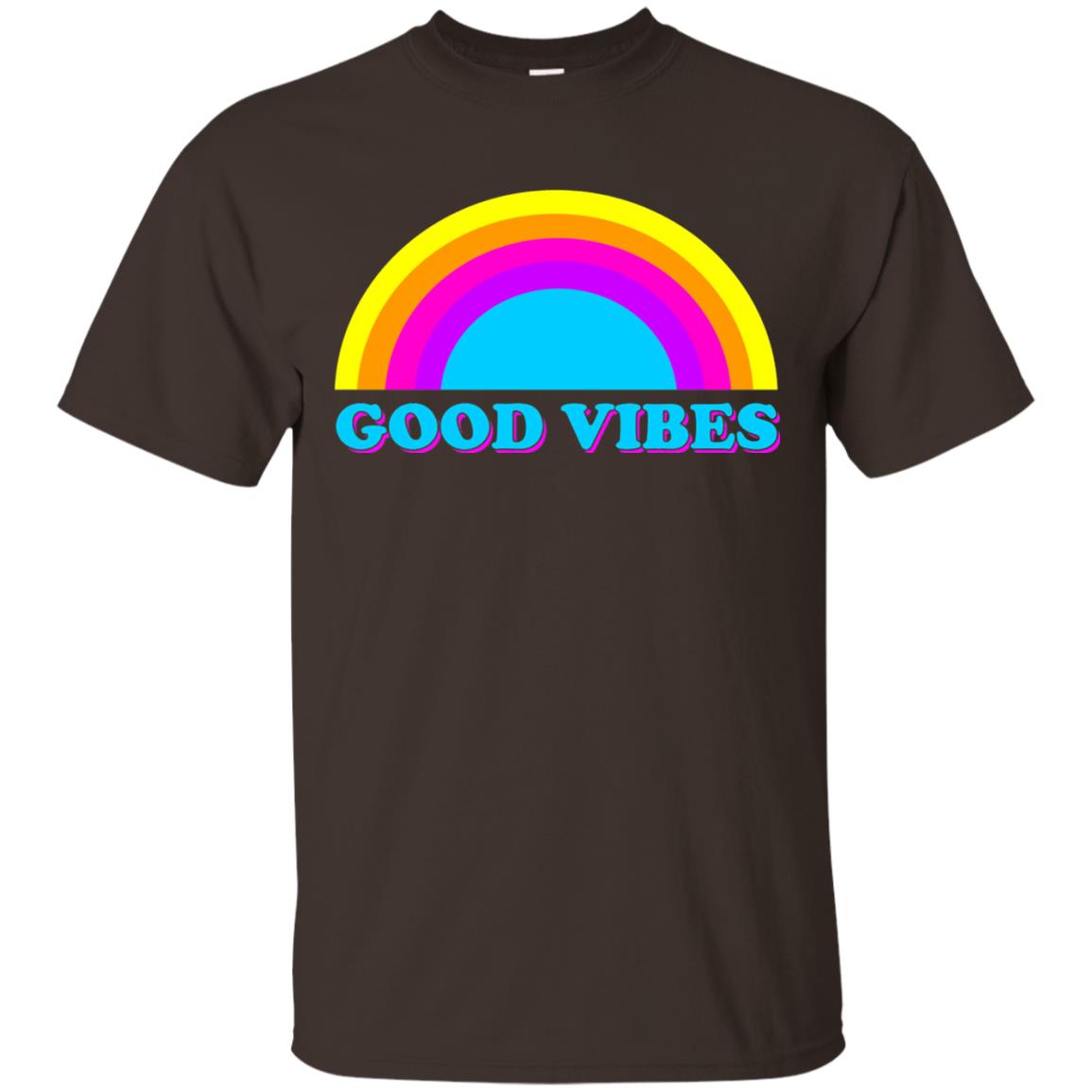Rainbow Groovy Good Vibes T-shirt Dark Chocolate