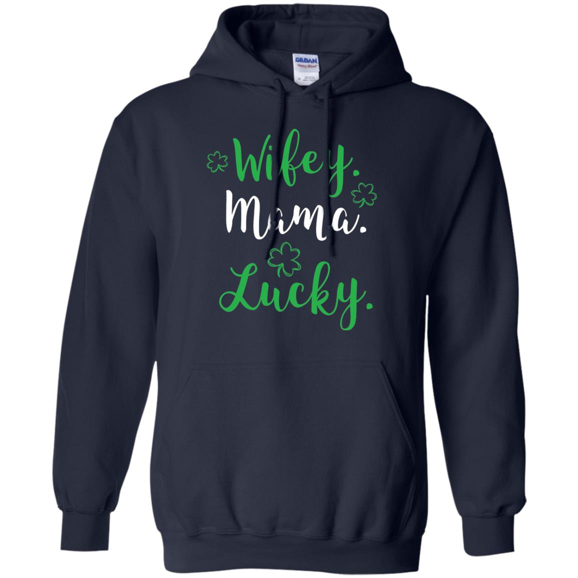 Wifey Mama Lucky Mom St Patricks Day T-shirt Navy