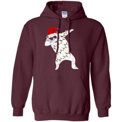 Christmas T-shirt Santa Bear Dabbing Lights Sunglasses Maroon
