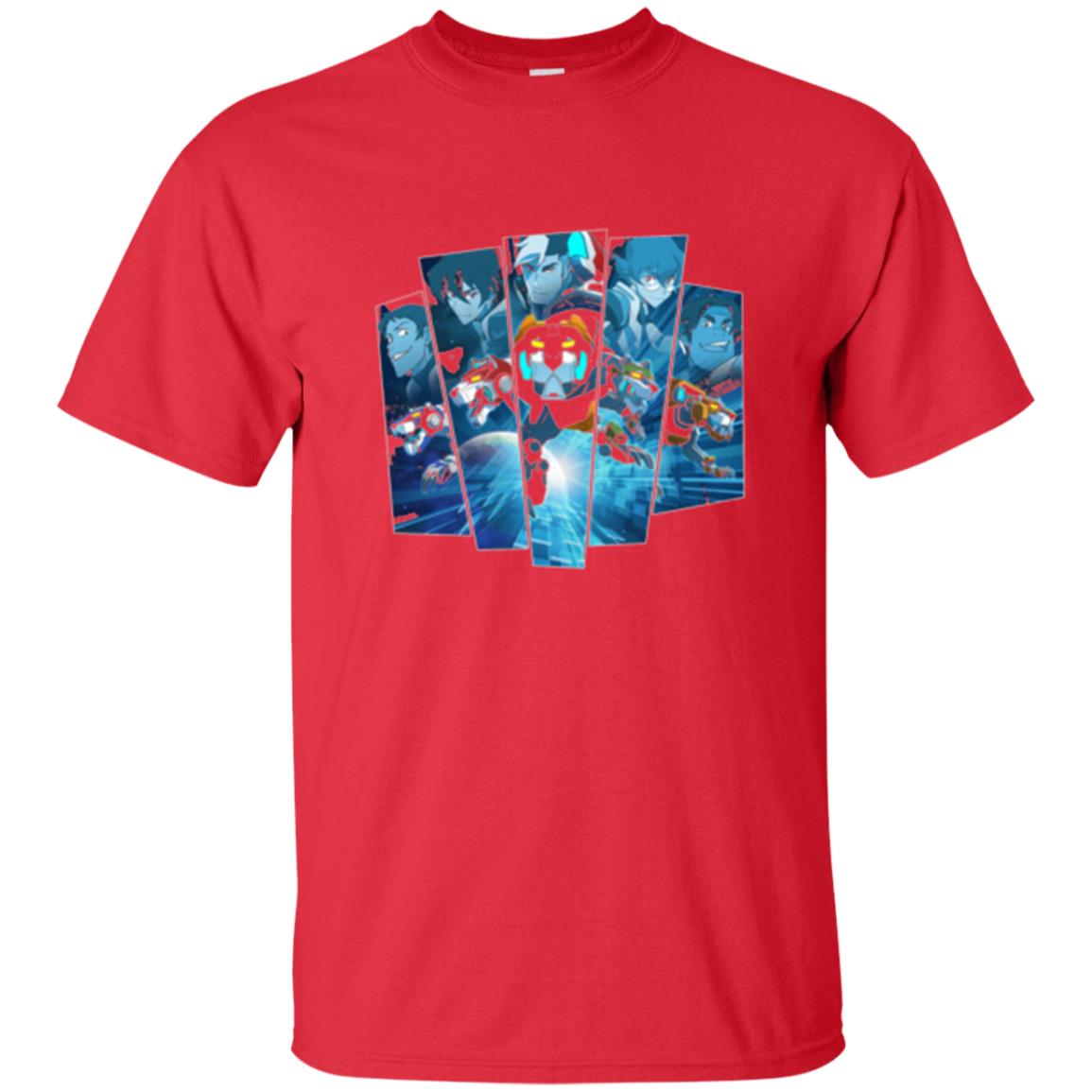 Voltron Legendary Defender 5 Lions In Blue Hue T-shirt Red