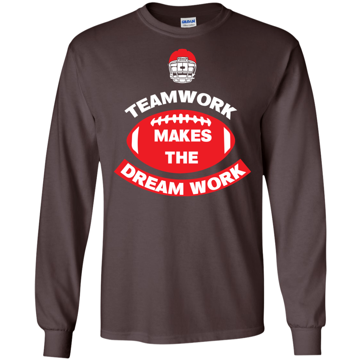 Football T-shirt TeamWork Makes The Dreamwork Dark Chocolate