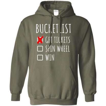 Game Show T-shirt Bucket List Spin Wheel Win Military Green