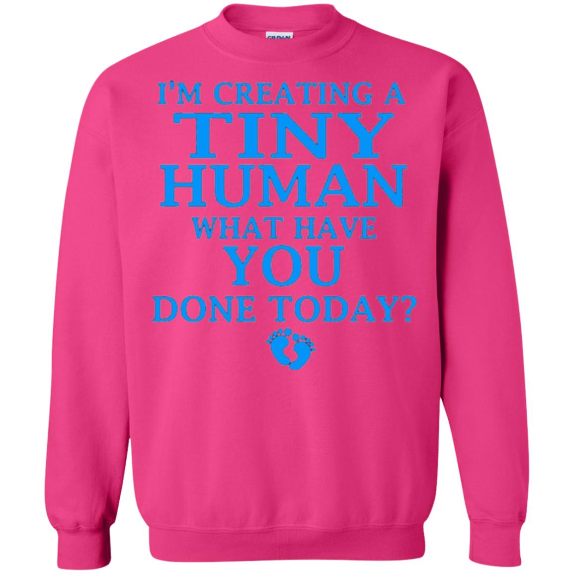 Funny Maternity Shirt Creating Tiny Human Blue Heliconia