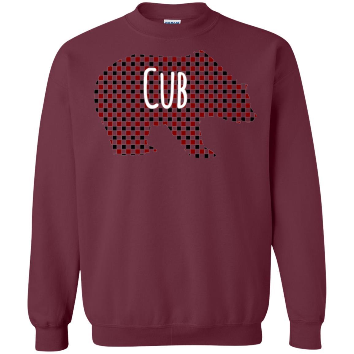 Family Christmas T-shirt Red Plaid Cub Bear Maroon