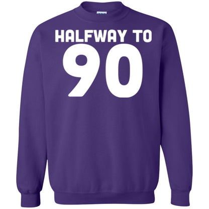 Funny 45th Birthday Funny T-shirt Halfway To 90 Purple