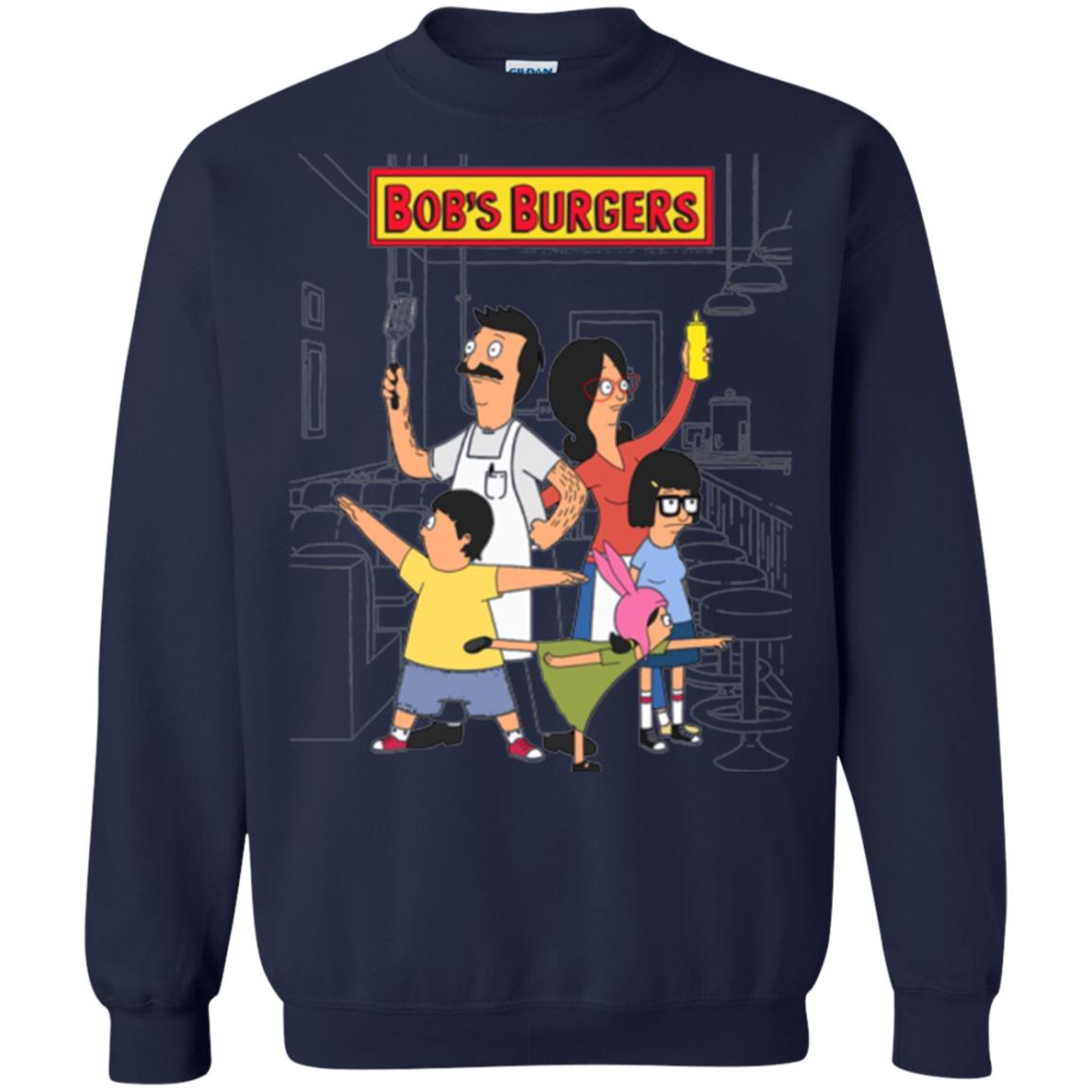 Family Group Hero Pose T-shirt Bob_s Burgers Navy