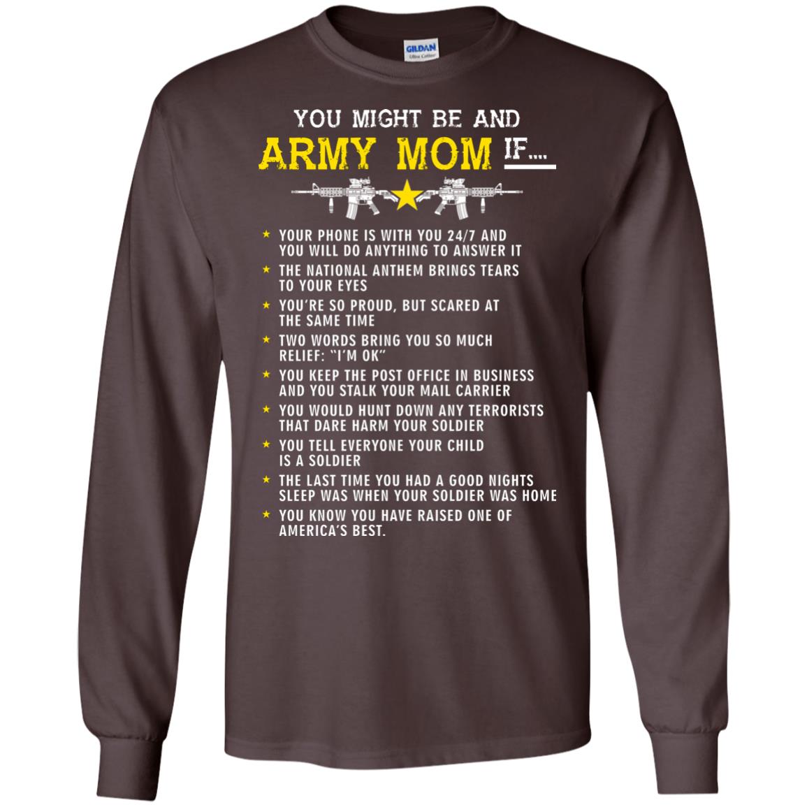 Veteran T-shirt You Might Be An Army Mom If Dark Chocolate