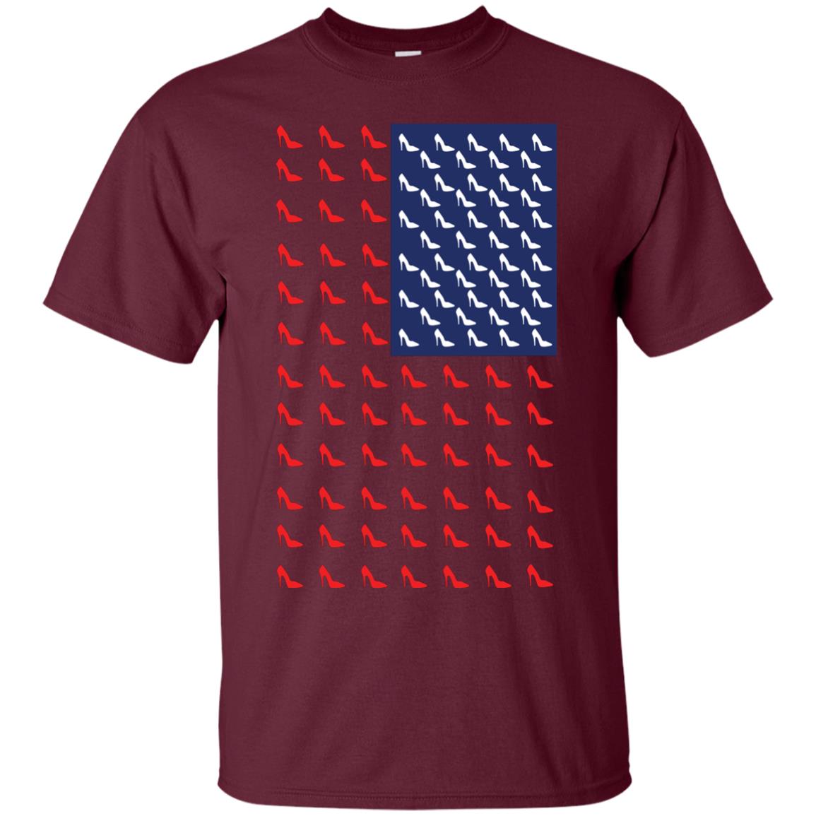 High Heels In Flag Of America T-shirt For Women Maroon