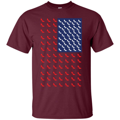 High Heels In Flag Of America T-shirt For Women Maroon