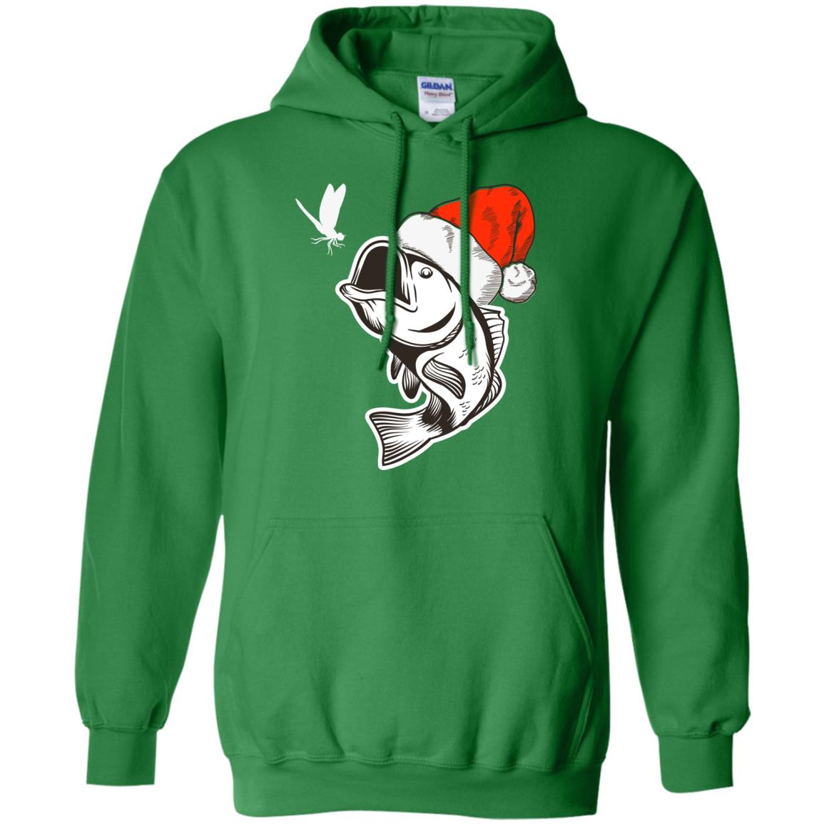 Bass Fishing Santa Hat Christmas Gift Shirt For Fishing Lovers Irish Green