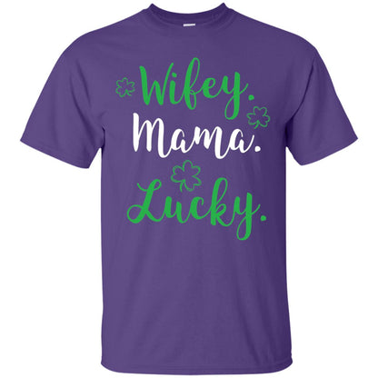 Wifey Mama Lucky Mom St Patricks Day T-shirt Purple