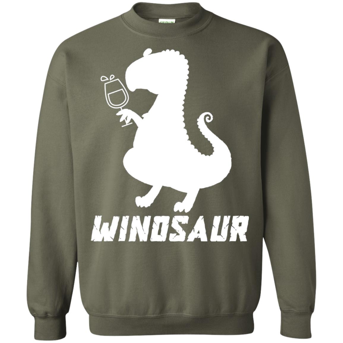 Drinking Party T-shirt Winosaur Wine Dinosaur Military Green