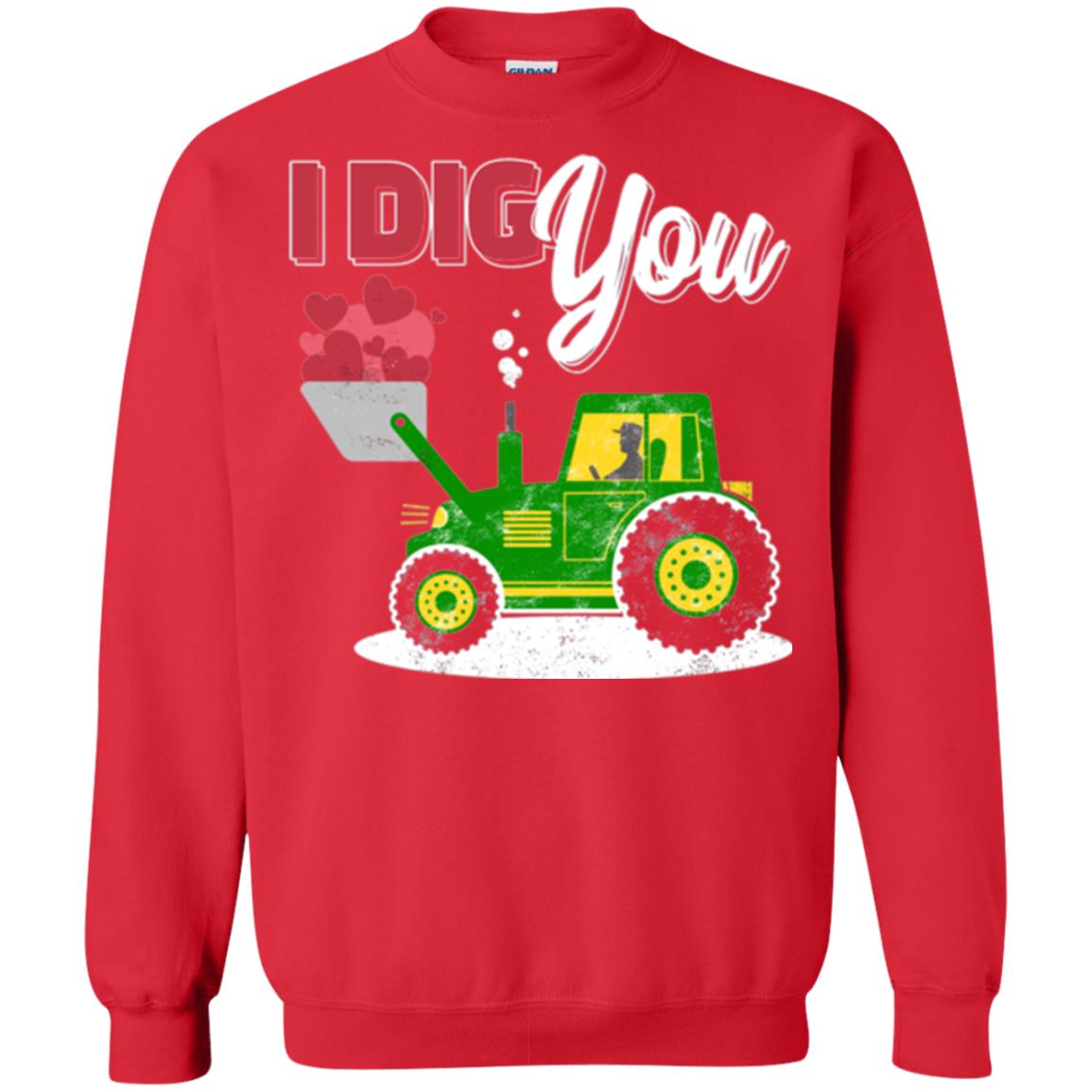 Farmer Valentines Day T-shirt Farm Tractor I Dig You Red